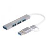 Delock 4 Port Slim USB Hub with USB Type-C or USB Type-A, USB hub