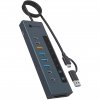 Raidsonic IB-HUB1742CR-C2PD, docking station light blue, USB-A, USB-C, SD, microSD