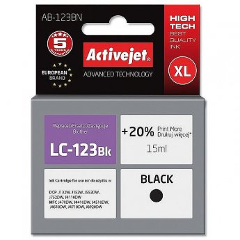 ActiveJet AB-123BN (zamiennik Brother LC123BK/121BK; Supreme; 15 ml; czarny)