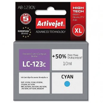 ActiveJet AB-123CN (zamiennik Brother LC123C/121C; Supreme; 10 ml; błękitny)