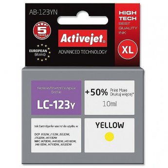 ActiveJet AB-123YN (zamiennik Brother LC123Y/121Y; Supreme; 10 ml; żółty)
