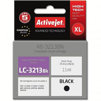 ActiveJet AB-3213BN Ink Cartridge (replacement for Brother LC3213BK; Supreme; 11 ml; black)
