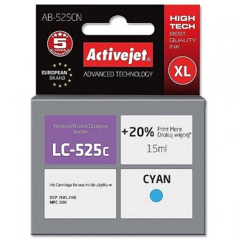 ActiveJet AB-525CN (zamiennik Brother LC525C; Supreme; 15 ml; błękitny)