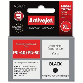 ActiveJet AC-40R Ink cartridge (replacement for Canon PG-40; Premium; 25 ml; black)
