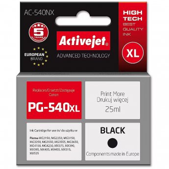 ActiveJet AC-540NX ink for Canon printer (replacement for Canon PG-540XL) Supreme, 25 ml, black