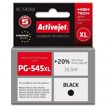 ActiveJet AC-545NX Printer Ink for Canon, Replacement Canon PG-545XL; Supreme; 16,5ml; Black