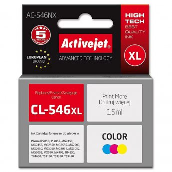 ActiveJet AC-546NX Printer Ink for Canon, Replacement Canon CL-546XL; Supreme; 15 ml; colour, cyan, magenta, yellow