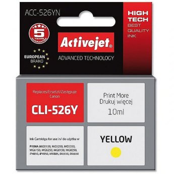 ActiveJet ACC-526YN Ink cartridge (replacement for Canon CLI-526Y; Supreme; 10 ml; yellow)