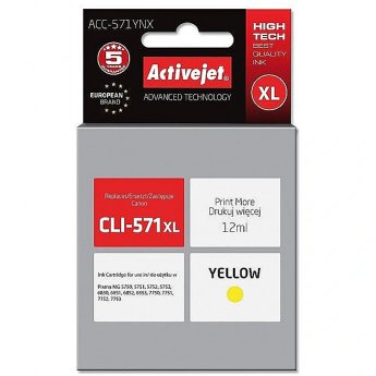 ActiveJet ACC-571YNX Ink cartridge (replacement for Canon CLI-571XLY; Supreme; 12 ml; yellow)