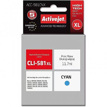 ActiveJet ACC-581CNX Ink cartridge (replacement for Canon CLI-581XLC; Supreme; 11,70 ml; cyan)