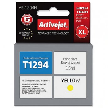 ActiveJet AE-1294N Ink cartridge (replacement for Epson T1294; Supreme; 15 ml; yellow)