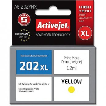 ActiveJet AE-202YNX ink (replacement for Epson 202XL H44010; Supreme; 12 ml; yellow)