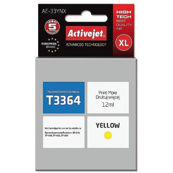 ActiveJet AE-33YNX Ink Cartridge (replacement for Epson 33XL T3364; Supreme; 12 ml; yellow)