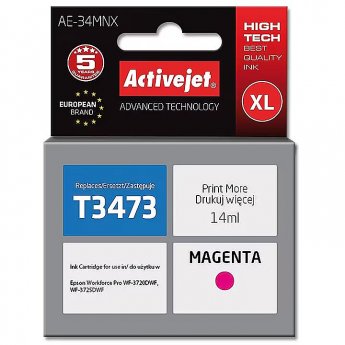 ActiveJet AE-34MNX Ink Cartridge (replacement for Epson 34XL T3473; Supreme; 14 ml; magenta)