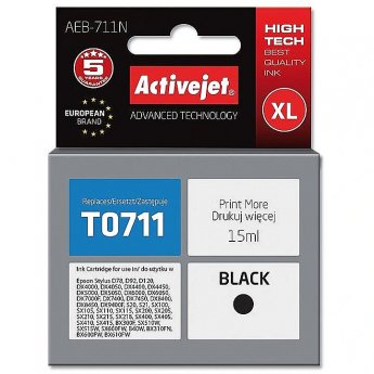 ActiveJet AEB-711N Ink cartridge (replacement for Epson T0711, T0891, T1001; Supreme; 15 ml; black)