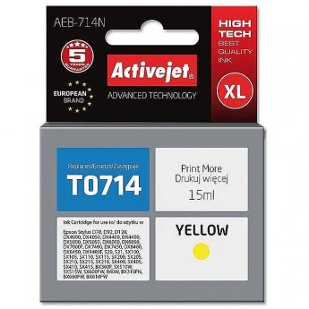 ActiveJet AEB-714N Ink cartridge (replacement for Epson T0714, T0894, T1004; Supreme; 15 ml; yellow)