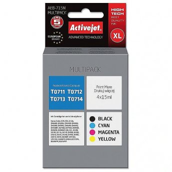 ActiveJet AEB-715N Ink (replacement for Epson T0715; Supreme; 4 x 15 ml; black, magenta, cyan, yellow)