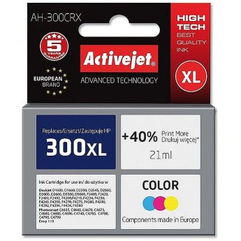 ActiveJet AH-300CRX HP Printer Ink, Compatible with HP 300XL CC644EE;  Premium;  21 ml;  colour. Prints 40% more.