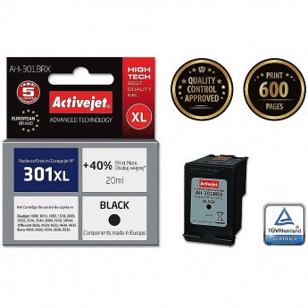 ActiveJet AH-301BRX (zamiennik HP 301XL CH563EE; Premium; 20 ml; czarny)