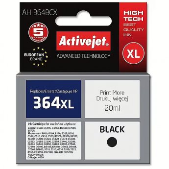 ActiveJet AH-364BCX HP Printer Ink, Compatible with HP 364XL CN684EE;  Premium;  20 ml;  black.