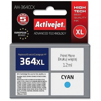 ActiveJet AH-364CCX HP Printer Ink, Compatible with HP 364XL CB323EE;  Premium;  12 ml;  blue.