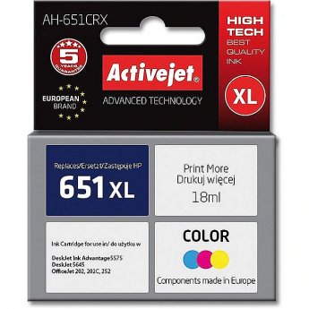 ActiveJet AH-651CRX (zamiennik HP 651 C2P11AE; Premium; 18 ml; kolor)