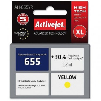 ActiveJet AH-655YR (zamiennik HP 655 CZ112AE; Premium; 12 ml; żółty)