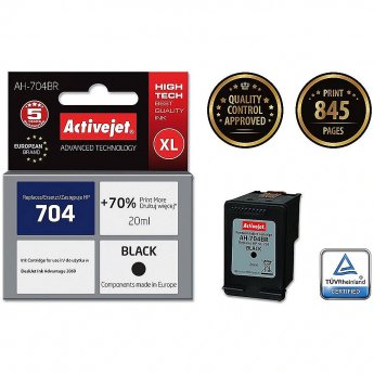 ActiveJet AH-704BR (zamiennik HP 704 CN692AE; Premium; 20 ml; czarny)