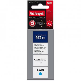 ActiveJet AH-912CRX ink for HP printers, Replacement HP 912XL 3YL81AE; Premium; 990 pages; 12 ml, blue