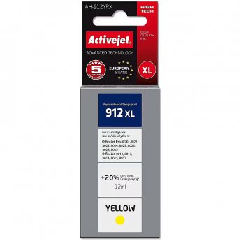 ActiveJet AH-912YRX Ink Cartridge (replacement for HP 912XL 3YL83AE; Premium; 990 pages; 12 ml, yellow)