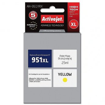 ActiveJet AH-951YRX HP Printer Ink, Compatible with HP 951XL CN048AE;  Premium;  25 ml;  yellow.