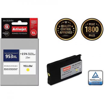 ActiveJet AH-953YRX ink (replacement for HP 953XL F6U18AE; Premium; 25 ml; yellow)