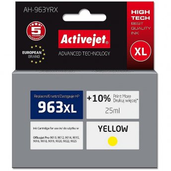 ActiveJet AH-963YRX ink for HP printers, Replacement HP 963XL 3JA29AE; Premium; 1760 pages; yellow