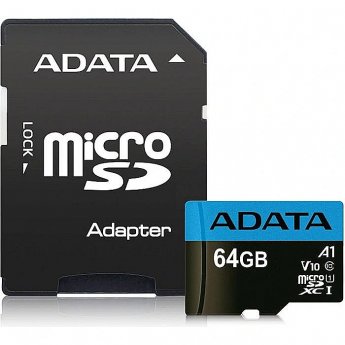 ADATA microSDXC, 64GB, Class 10 + SD Adapter