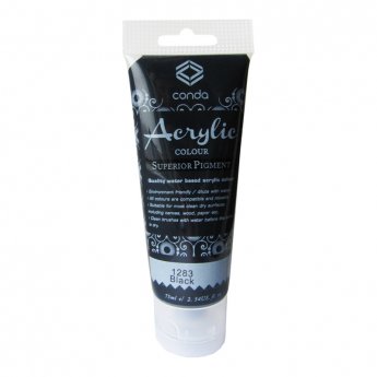 Akrila krāsa, 75ml, 1283 melna (Ivory Black)