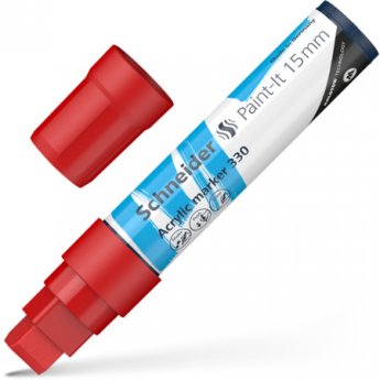 Akrila marķieris SCHNEIDER Paint-it 330, 15mm, sarkans