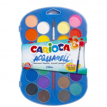Akvareļu palete CARIOCA, 24 krāsu, 30 mm diametrā