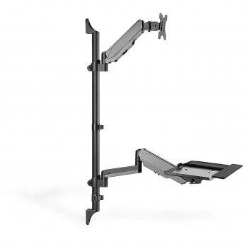 Assmann Wall-mounted Stand/Sit workstation with keyboard tray, 17-32"