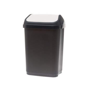 Atkritumu tvertne ar šūpoļveida vāku, 10 L, melna-baltā krāsā