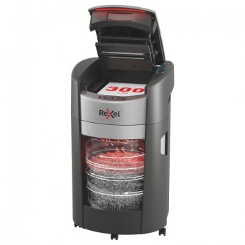 Automātisks dokumentu smalcinātājs Rexel ShredMax AutoFeed+ 300 P4, 25L, melns