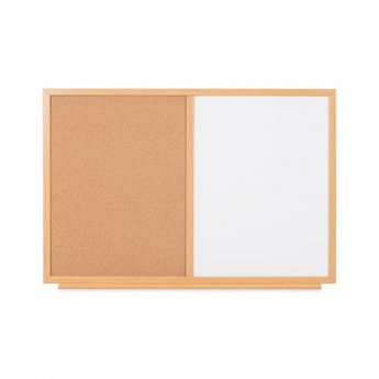 Balta magnētiskā un korķa tāfele BI-OFFICE EARTH Combo 120x90, ozola rāmis