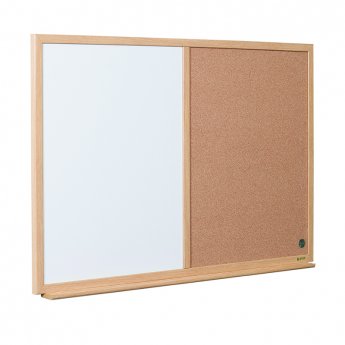 Balta magnētiskā un korķa tāfele BI-OFFICE EARTH Combo 90x60, ozola rāmis