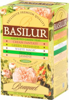 Basilur Bouquet Assorted zaļā tēja maisiņos 25 paciņas 25x1,5g 37,5g