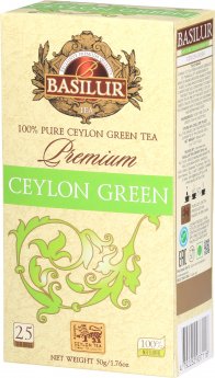 Basilur Premium Collection Ceylon Green zaļā tēja 25 paciņas 25x2g 50g