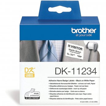 Brother DK-11234 Label Roll Adhesive name badge labels 60x86mm, 260 labels/roll - Black on white paper