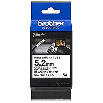 Brother HSe-211E Heat shrink tube (5.2 mm) Black/White