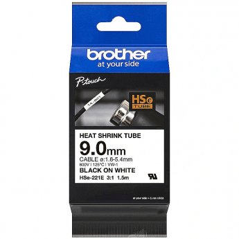 Brother HSe-221E Heat shrink tube (9.0 mm) Black/White