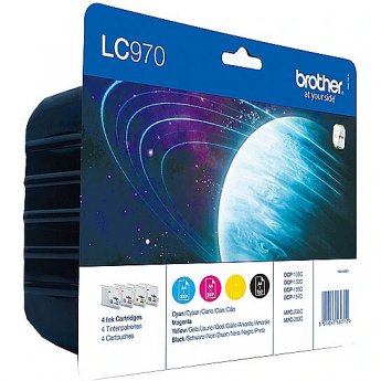 Brother LC-970 ink cartridge black and tri-colour standard capacity bl:350 pages cl 300 pages 4-pack blister without alarm