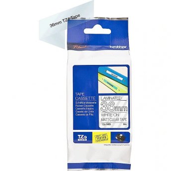 Brother Matte Laminated Label Tape Cartridge TZeM65 White on transparent background, TZe, 8 m, 3.6 cm