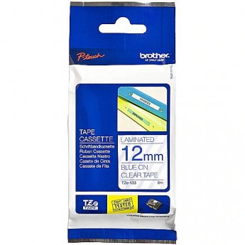 Brother TZE-133 LAMINATED TAPE 12MM 8M BLUE ON CLEAR
